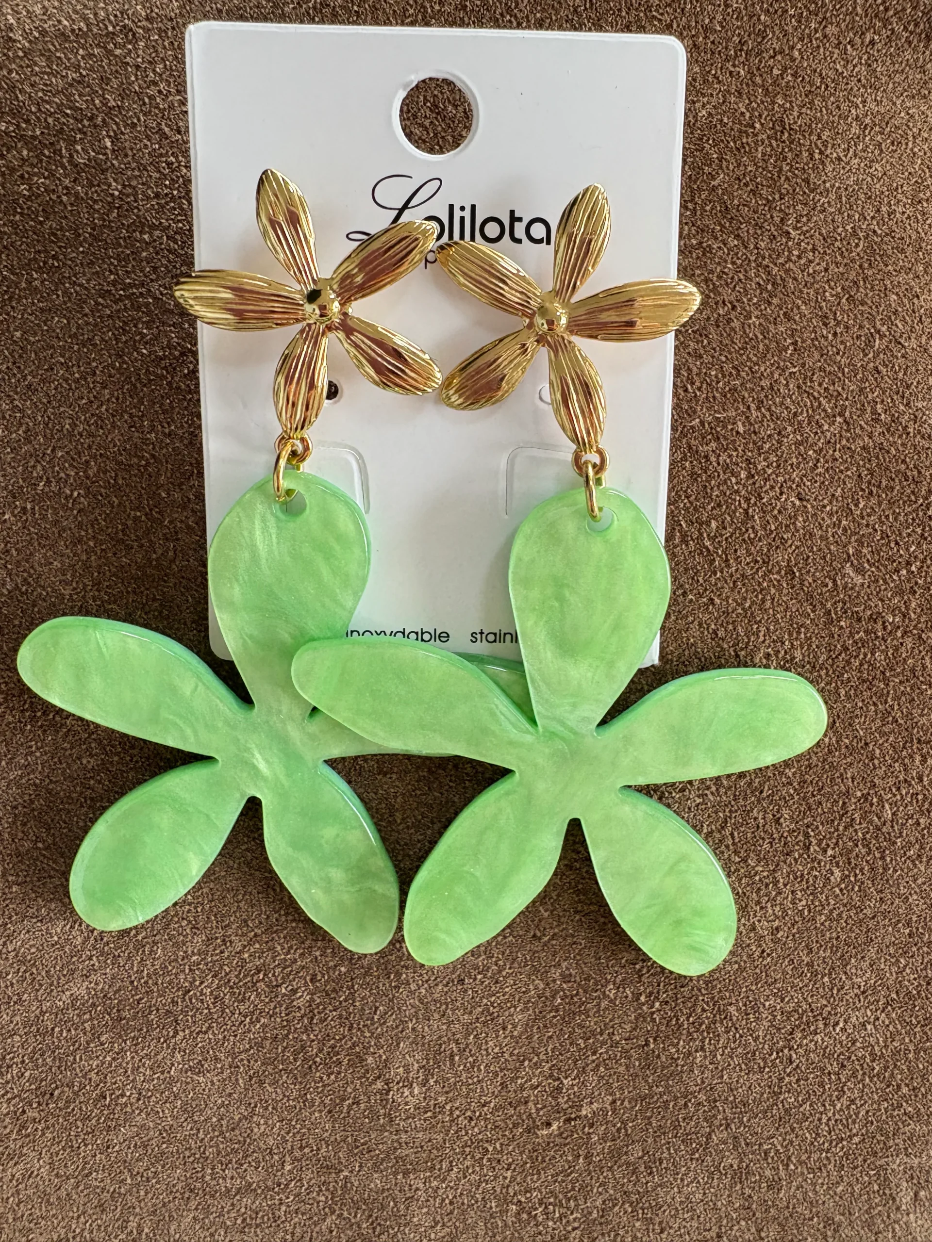 BOUCLES D'OREILLES FLOWERS VERTES
