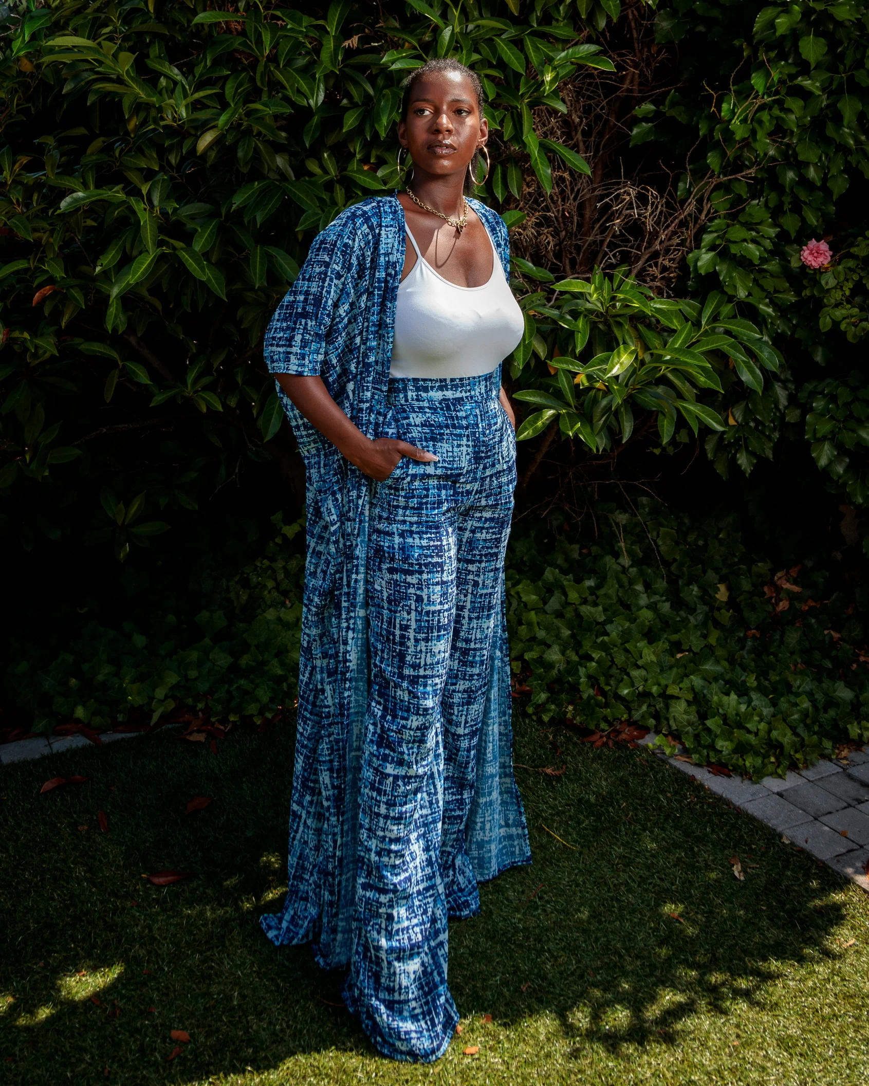 Ensemble satin léger bleu