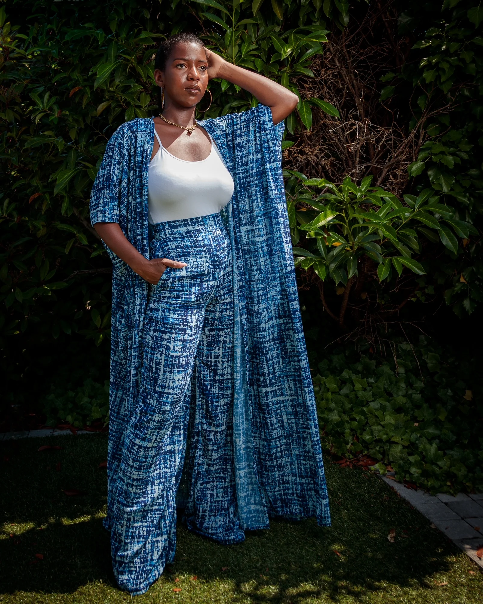 Ensemble satin léger bleu – Image 2