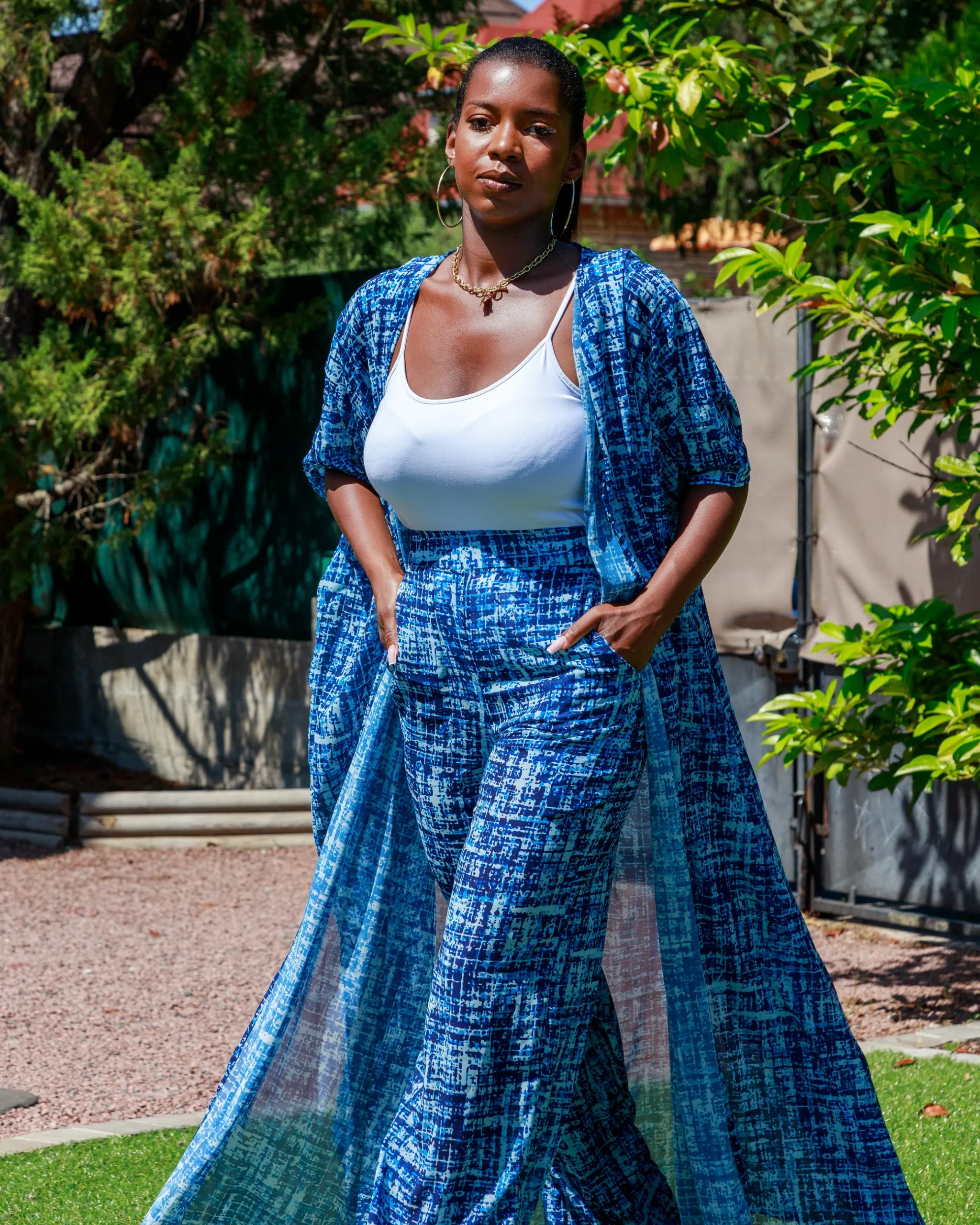 Ensemble satin léger bleu – Image 3