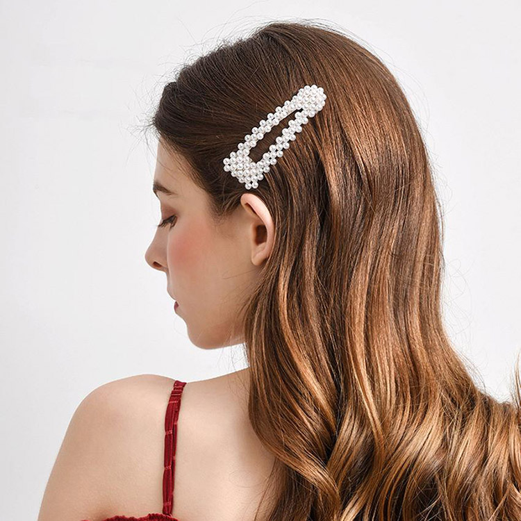 Grande Barrette Clic Clac Perles Fantine – Argent – Image 2