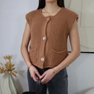 GILET SANS MANCHES CAMEL AGATA