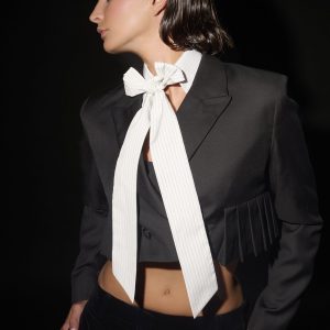 Col chemise Olivia Blanc Rayé | Catherine Osti