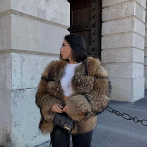 Fourrure de luxe raccon longue