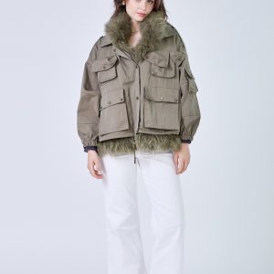 ANDREA - Parka oversize col en renard et lapin