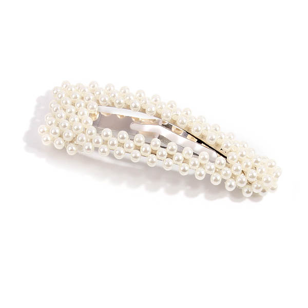 Grande Barrette Clic Clac Perles Fantine – Argent