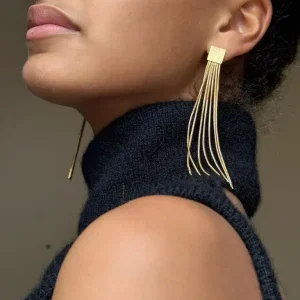 Boucles d&rsquo;oreilles pendantes chaînes Mood | Murielle Perrotti