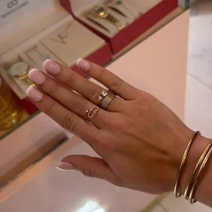 Bague double diamant acier inoxydable