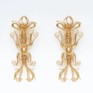 Boucles d&rsquo;oreilles pendantes dorées Jane Eyre | Ikkelele