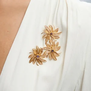 Broche dorée améthyste Nellie Bly | Ikkelele