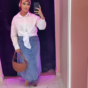 Jupe en jean longue sans fente