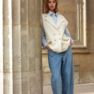 Pull sans manches Christiane Ecru