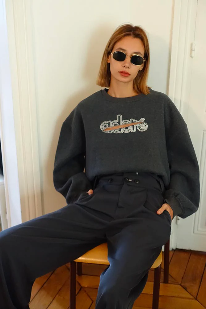 Sweat brodé à découpe Clarance Anthracite