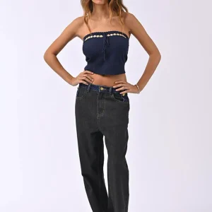 Top bustier + manches longues Marine