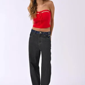 Top bustier + manches longues Rouge