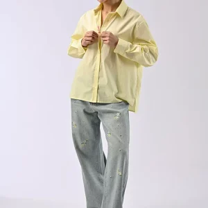 Chemise brodée Daria Jaune