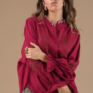 Chemise Kimber Bordeaux manches longues