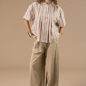 Chemise Jelena Rayures beiges et rouges