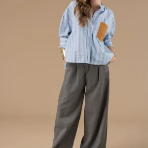 Blouse Cyrielle Rayures bleues claires