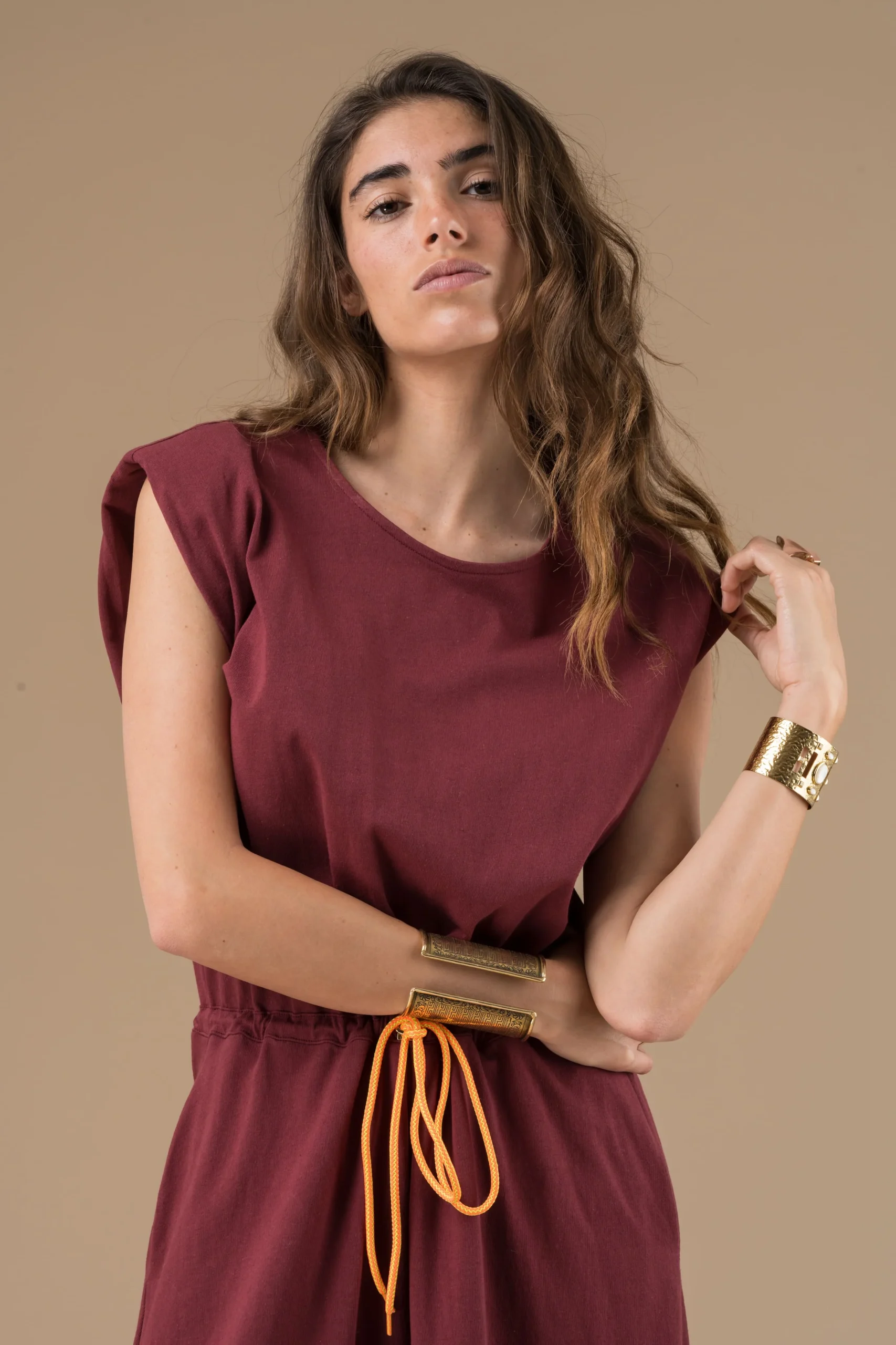 Robe Margareth Burgundy longue sans manches