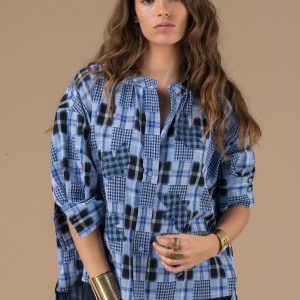 Chemise Blouse Cyrielle Patchwork bleus