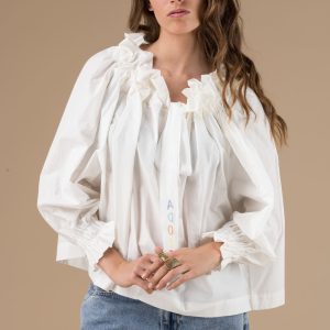 Top Roxane ivoire col lavallière