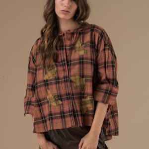 Blouse Cyrielle Rayures bordeaux et grise