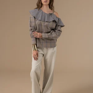 Blouse Hortense carreaux et col à volant