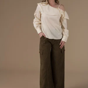 Blouse Hortense col à volant ivoire