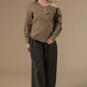 Blouse Hortense noix à col volant