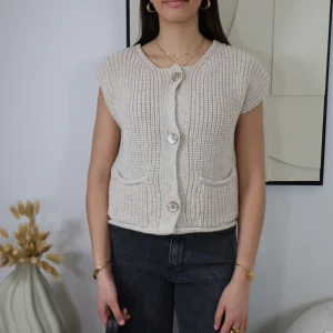 GILET SANS MANCHES BEIGE AGATA