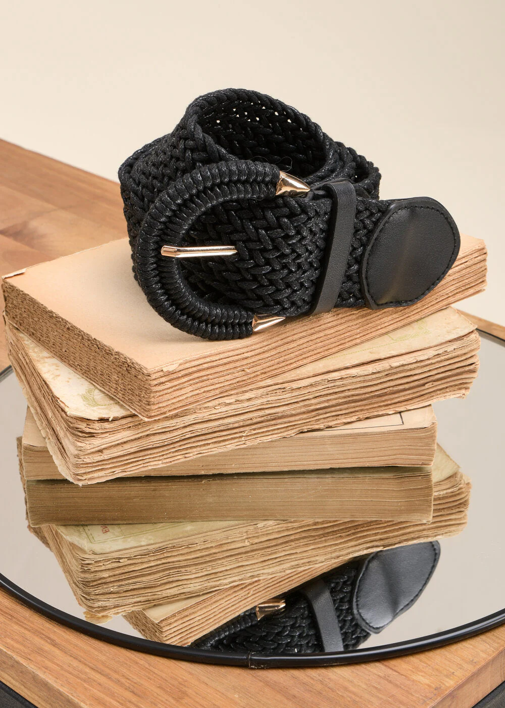 Ceinture large tressée noire – Image 2