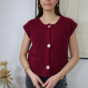 GILET SANS MANCHES BORDEAUX AGATA