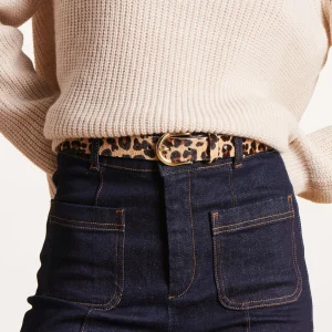 Ceinture imprimé léopard en cuir