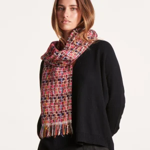 Écharpe rose à carreaux