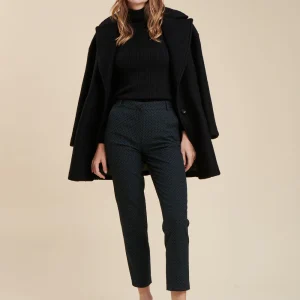 Pantalon cigarette tissu jacquard