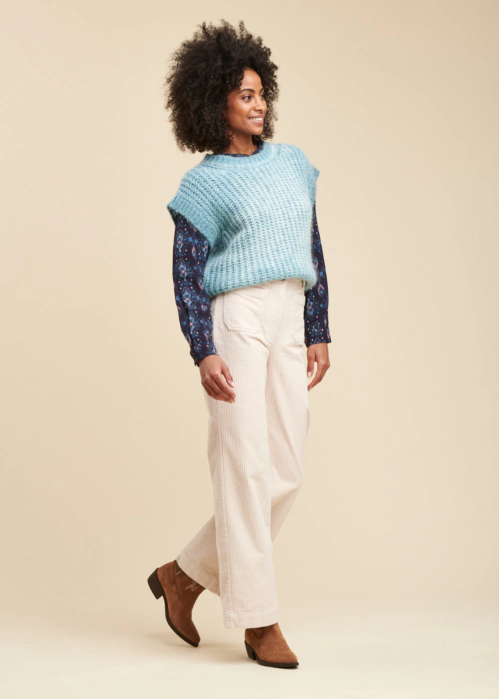 Pantalon large en velours