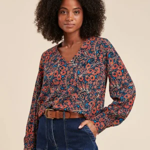 Top coupe droite à imprimé floral en viscose Ecovero