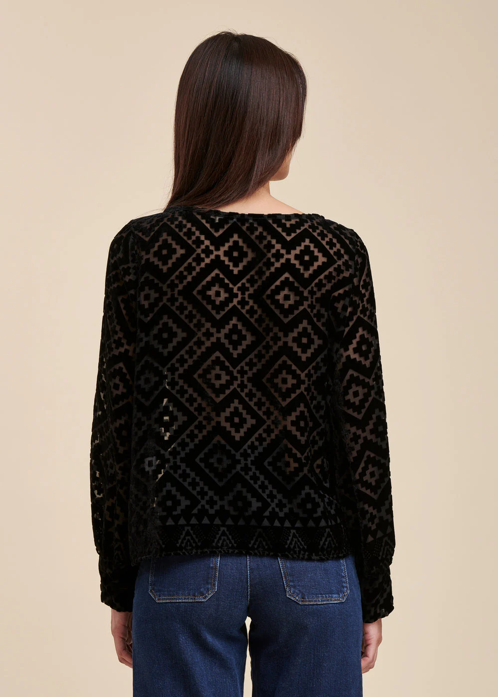 Top coupe droite en velours dévoré – Image 3