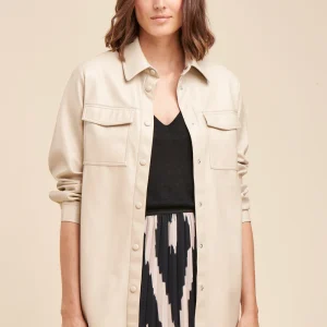 Veste surchemise ample effet cuir