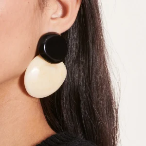Boucles d'oreilles en résine noir et blanc