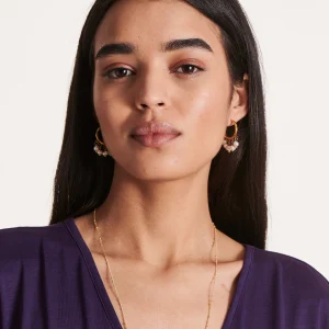 Boucles d'oreilles créoles dorées avec perles