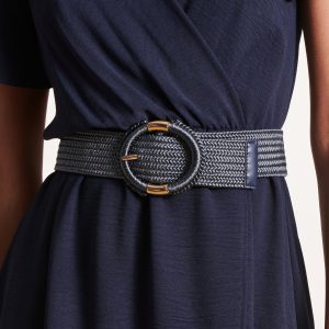 Ceinture bleu gris élastiquée boucle ovale