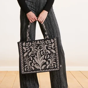 Sac cabas en jacquard noir et blanc