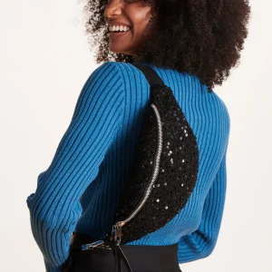 Sac banane noir à paillettes