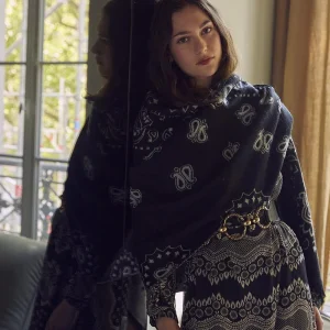 Écharpe noire imprimé bandana