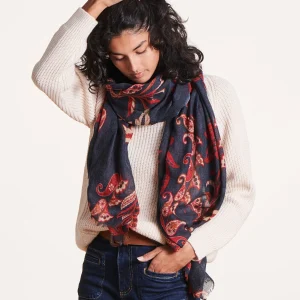 Écharpe bleu et rouge en laine