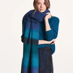 Écharpe tie & dye bleu pétrole