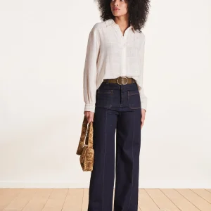 Jean large brut taille haute en coton biologique