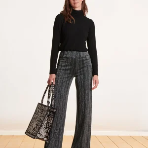 Pantalon large gris en jersey irisé
